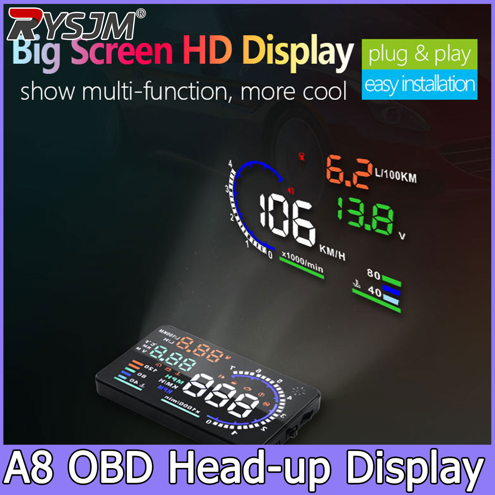 Wyświetlacz HUD A8 OBD, prędko – Electronics Gadgets For Car recenzja i cena
